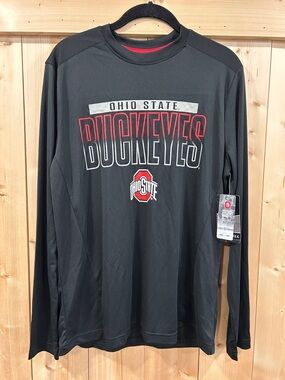 NWT Buckeyes Men's Black Long-Sleeve Performance Shirt